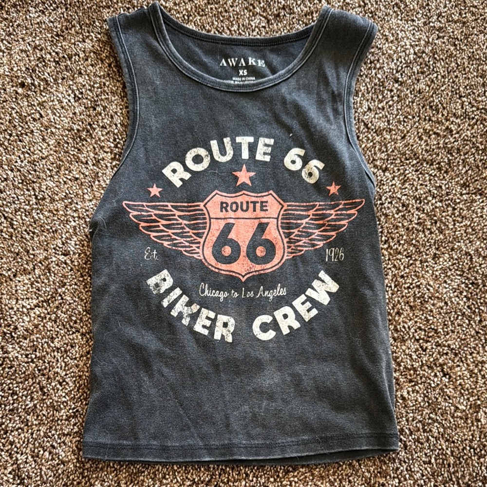 Awake Black Graphic Sleeveless Tank Top